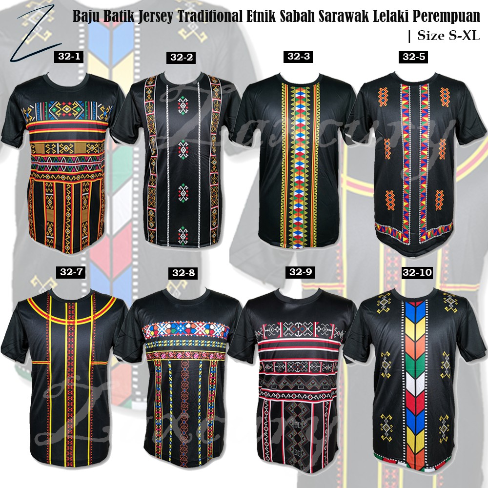 (Harga Borong) Baju Batik Jersey Pattern Traditional Etnik Sabah ...