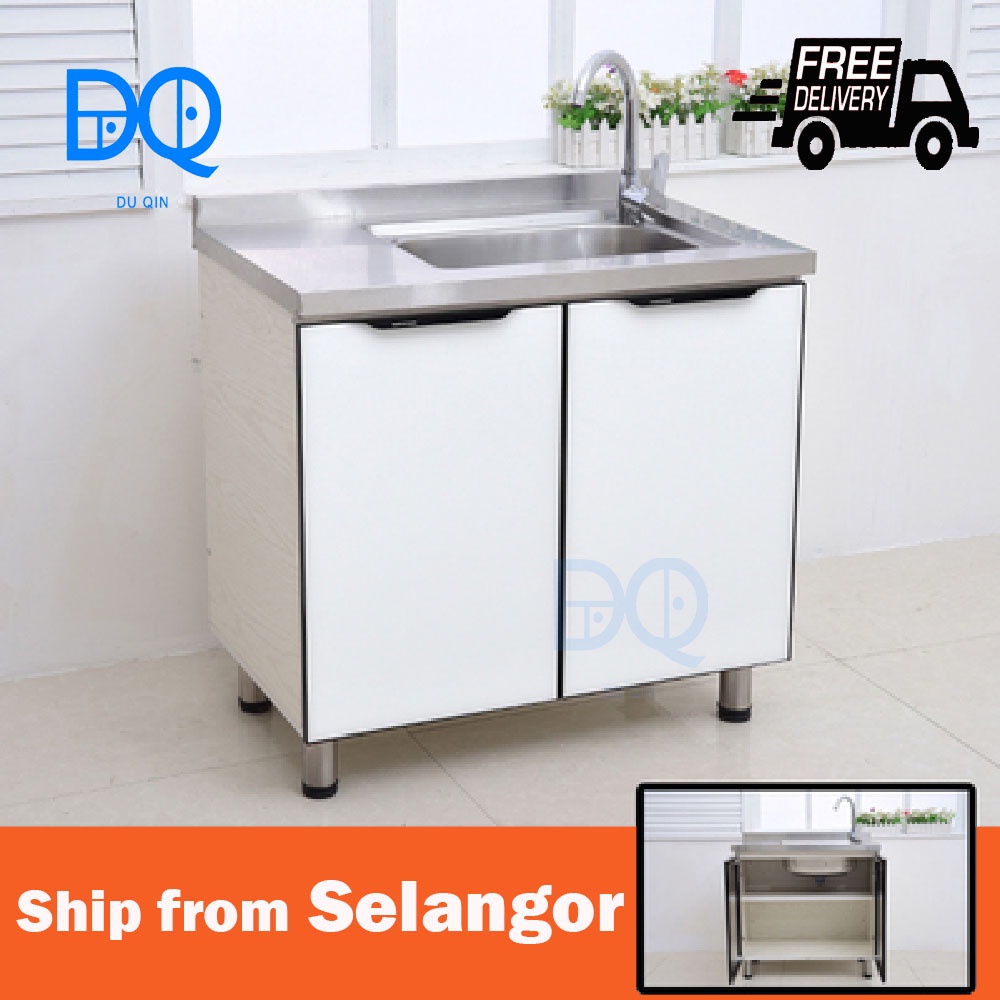 (Ready Stock)Kitchen Stainless Steel 2 Doors with Single Sink