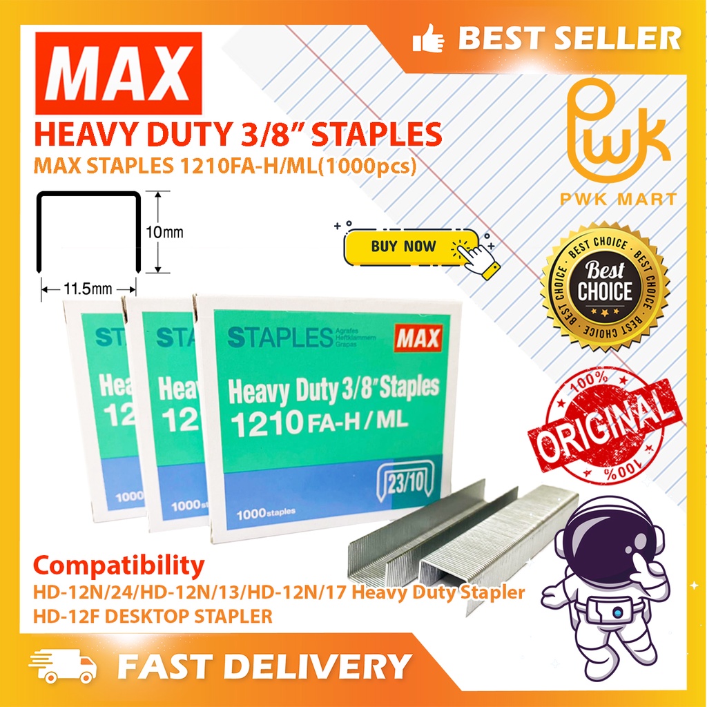 MAX STAPLES 1210FAH (1BOX/1000PCS) HEAVY DUTY Shopee Malaysia