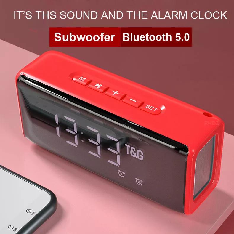 Alarm Clock Bluetooth Speakers Portable Wireless Column FM Radio