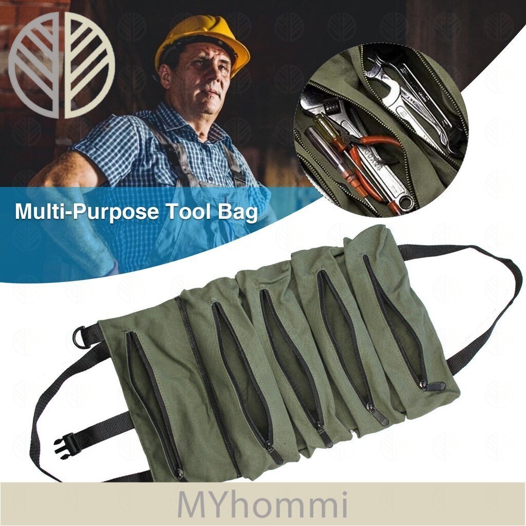 Roll Up Bag Roll Tool Roll Multi-Purpose Tool Wrench Roll Pouch Canvas Tool Organizer Bucket Car First Aid Kit