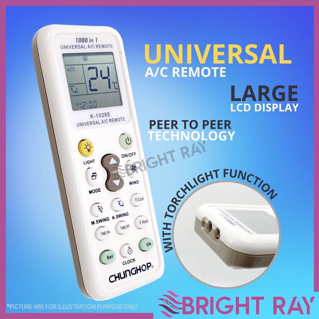 CHUNGHOP UNIVERSAL Remote Aircond A/C Remote Control With Torchlight ...