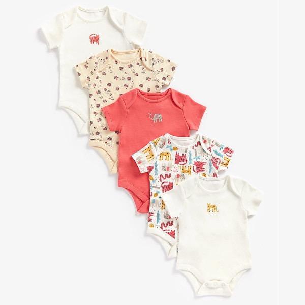 MOTHERCARE | Baby Girl Jungle Bodysuit Shortsleeve - 5 Pack | Authentic Mothercare Product| Ready Malaysia Stock |