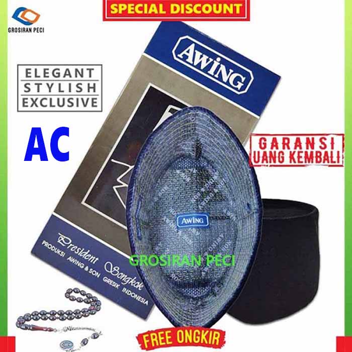 HITAM Songkok Cap National Copy Of The President's Copy Plain Black For Santri Prayer Adult Male Copy Of The High Skullcap Copy Of The Original Cool Air Conditioning Premium Velvet Material Waterproof