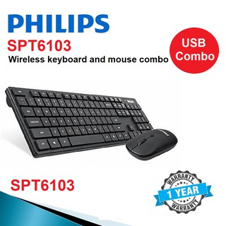 Philips USB Keyboard and Mouse Combo Ambidextrous Mouse Bundle W/Laser-Precise Optical Sensor for Desktop Laptop Model: SPT6234 Full-Sized Wired Keyboard Windows & MacOS 