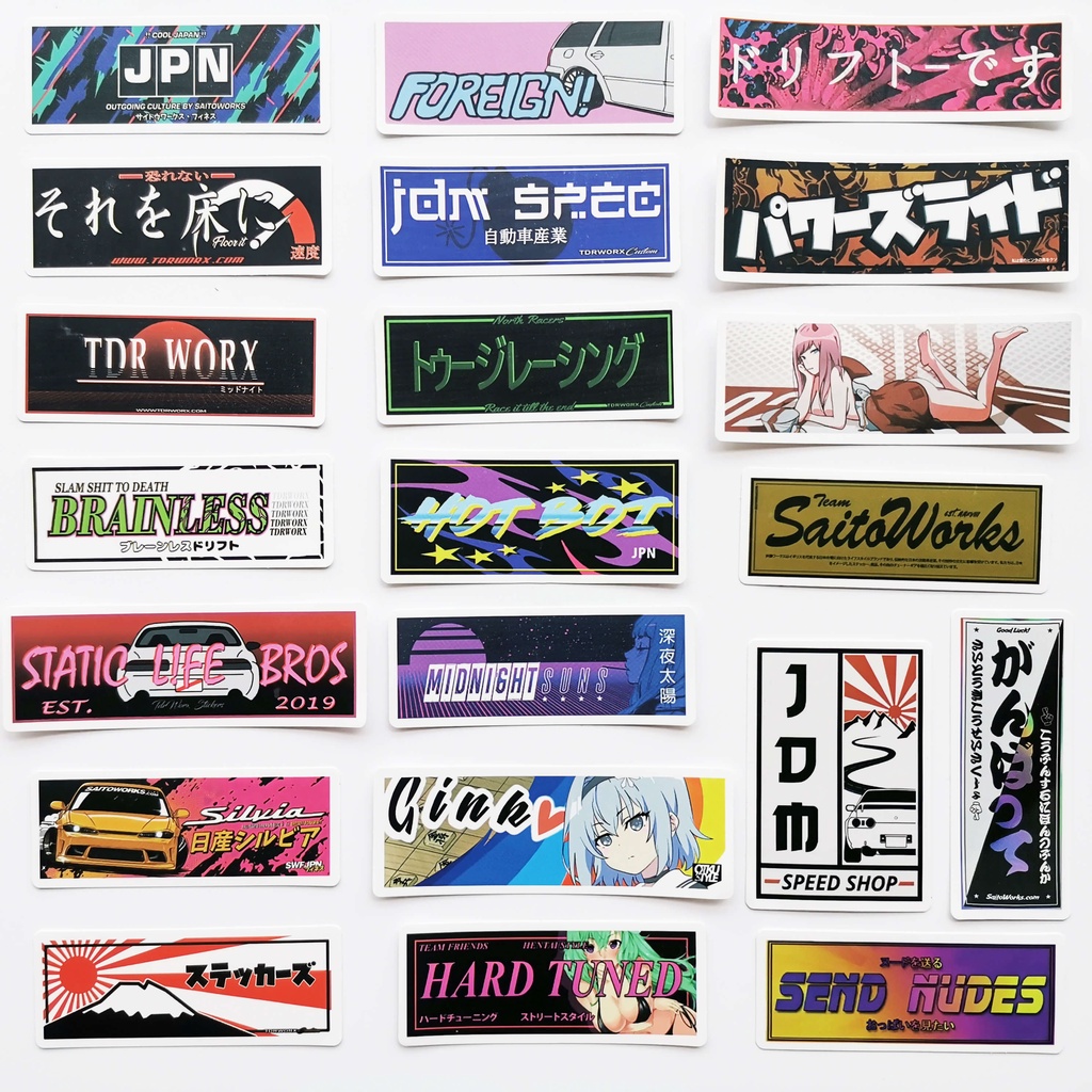 65Pcs Japanese Decal Lolicon Hentai Anime Car Stickers Funny Jdm Drift ...