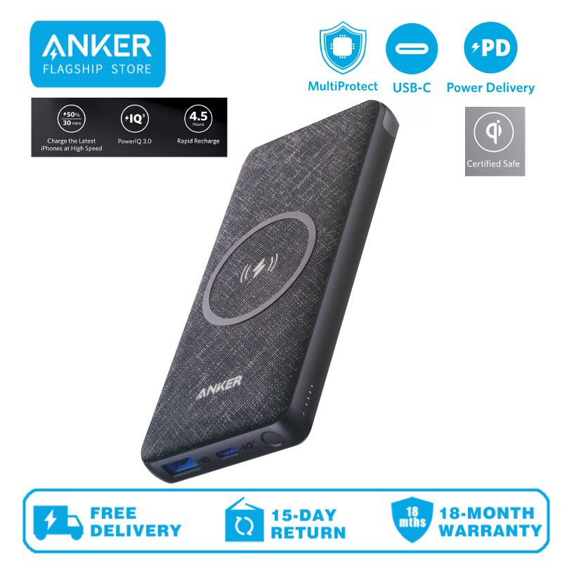 Anker A1617 PowerCore III 10K Wireless Power Bank with QiCertified 10W