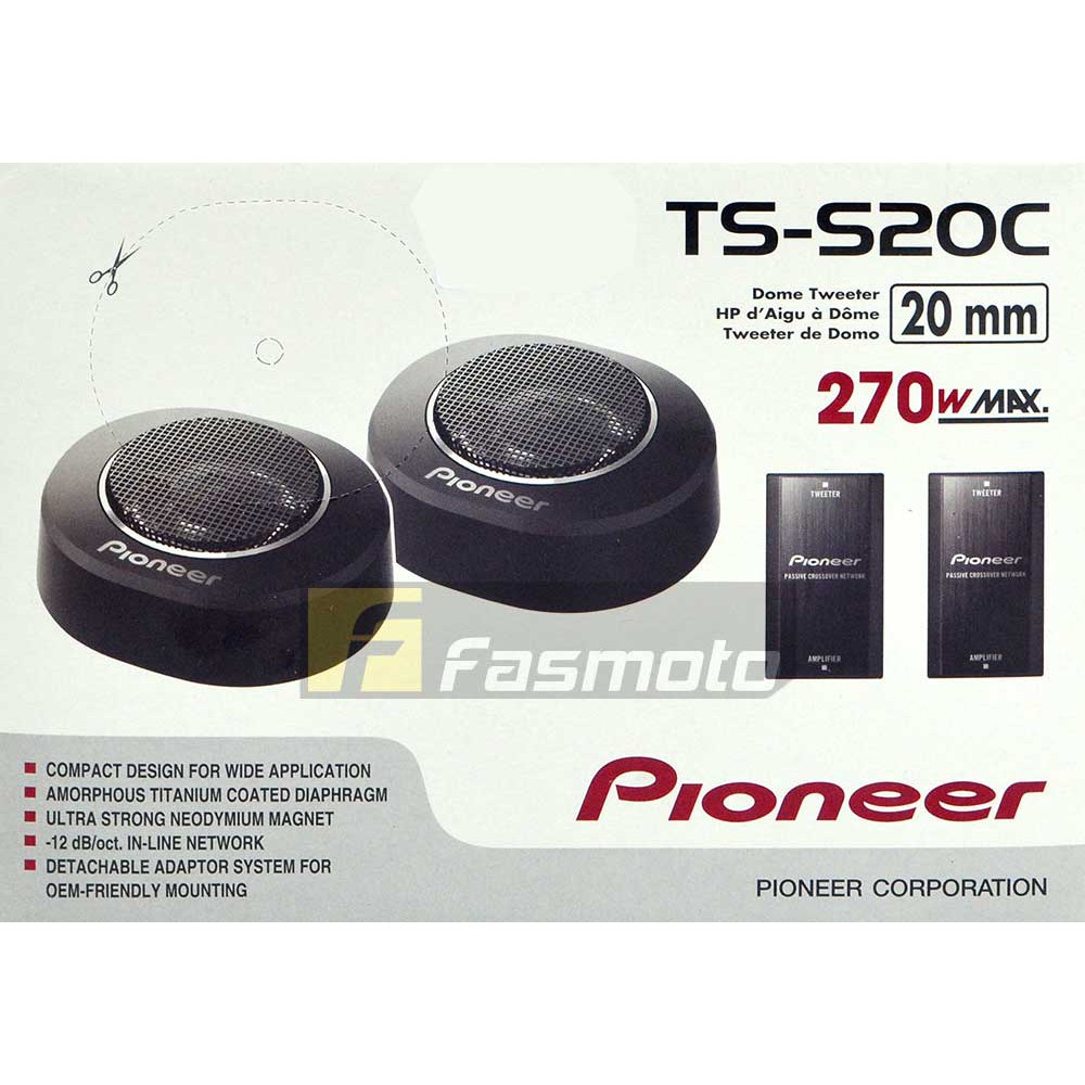 Pioneer TS-S20C 20mm High-Power Component Dome Tweeter 