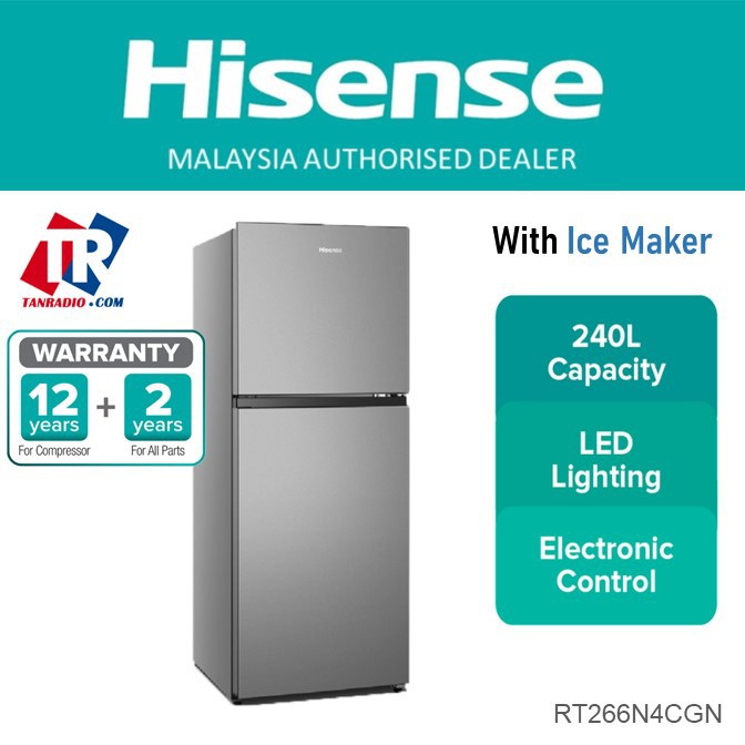 Hisense 2 Door Fridge Refrigerator 240 L Rt266n4cgn Shopee Malaysia
