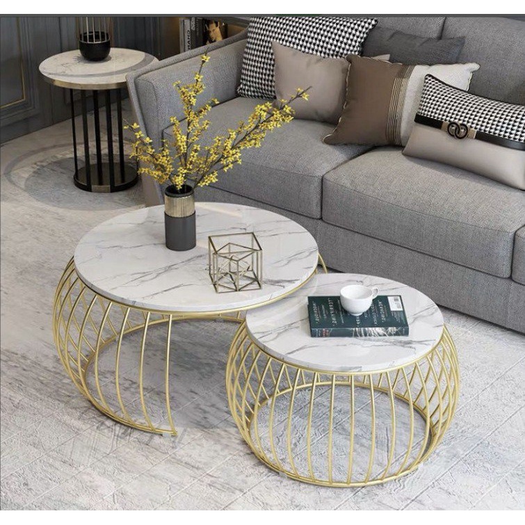 Meja Moden Coffee Table Entryway Contemporary and Modern Gold Metal