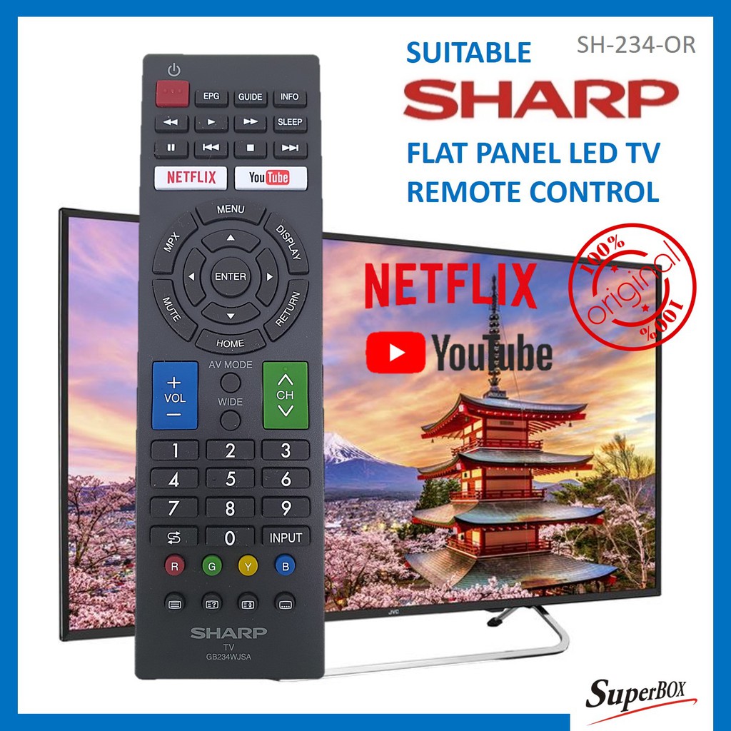 Sharp **Original** Sharp Flat Panel LED LCD TV Remote Control YouTube Netflix GB234WJSAORI