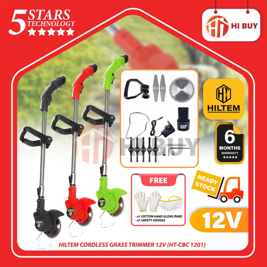 HILTEM CORDLESS GRASS TRIMMER 12V/ PORTABLE MESIN POTONG RUMPUT/ ELECTRIC GRASS CUTTER/ BATTERY GRASS CUTTER