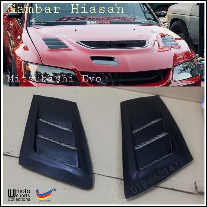 Universal Hood Air Scoop Mitsubishi Evo 9 Style Shopee Malaysia
