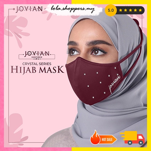 Ready Stock Jovian Face Mask Lola Shoppers My Facemask Muslimah Ikat Belakang Washable Tieback Diamond Fabric