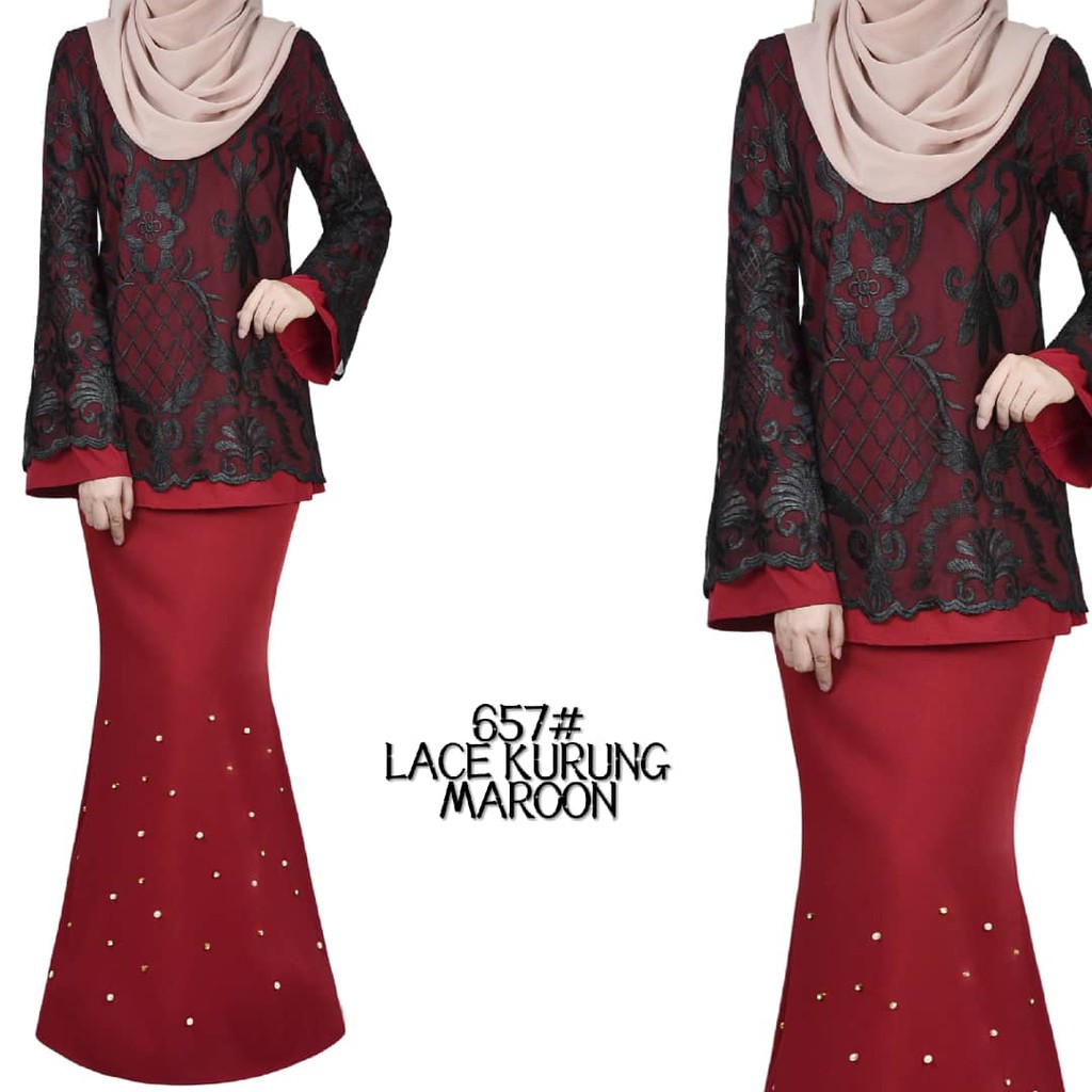  FREE SIZE PLUS SIZE LACE KURUNG DRESS JUBAH  DINNER 