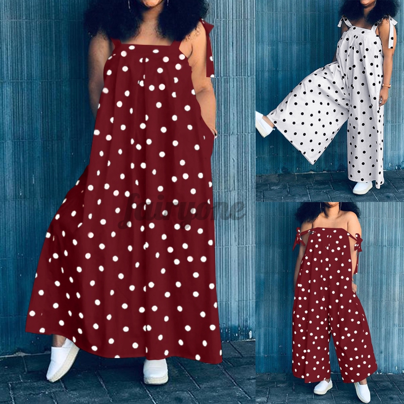 strapless polka dot jumpsuit