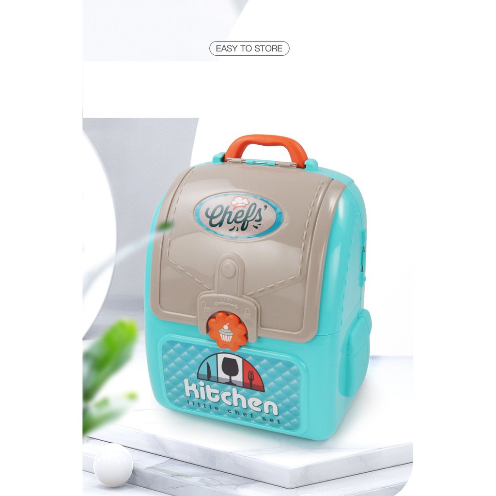 2 IN 1 PORTABLE BACKPACK LITTLE CHEF CHILDREN KITCHEN PLAY SET TOY FOR GIRL AND BOYS