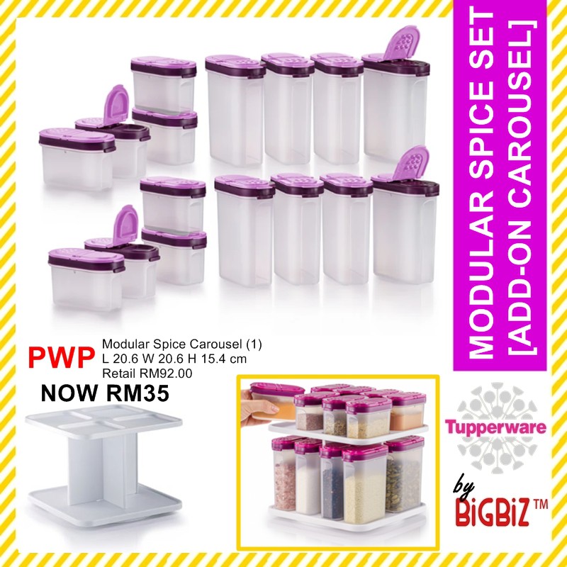 [Ready Stok] Tupperware Modular Spice Set Powder Savers Set Dual 360 Degrees Rotating 2-Tier Double Tier Modular Ikea