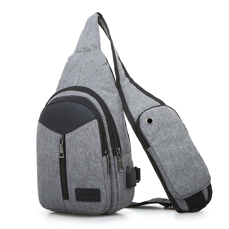 MILANDO Men Nylon Crossbody Chest Sling Bag With USB Port Beg Silang (Type 10)