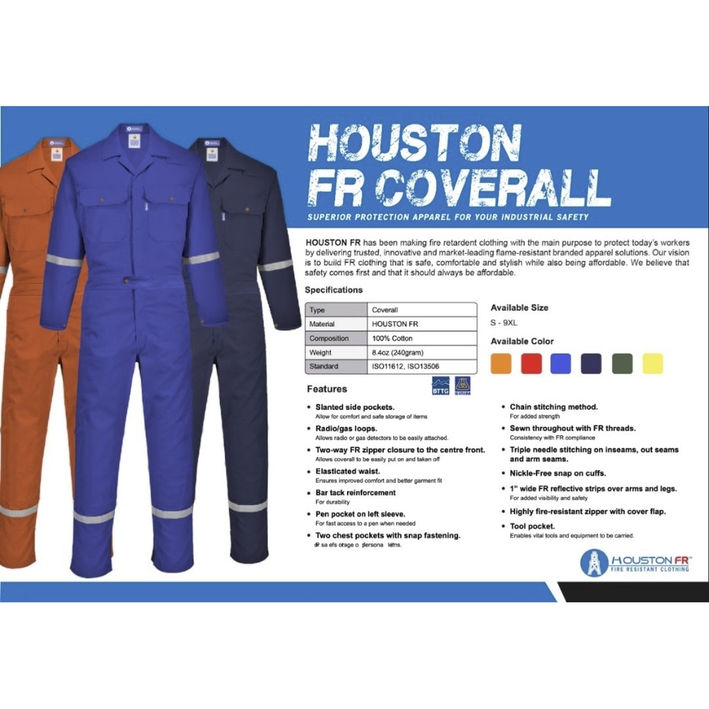 HOUSTON FLAME RESISTANT COVERALL DARK GREEN / NAVY BLUE - ISO11612