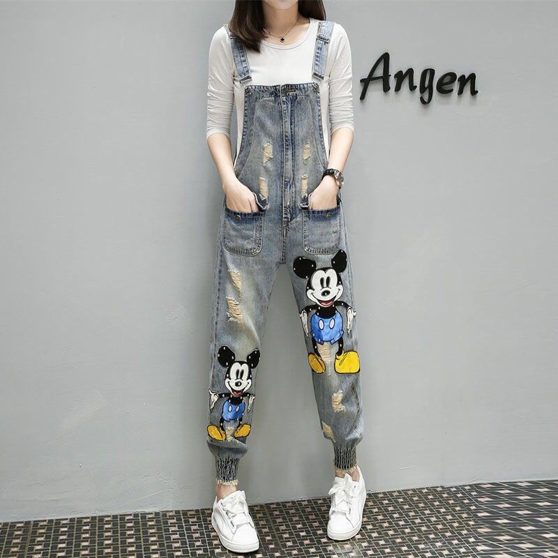 mickey mouse print jeans