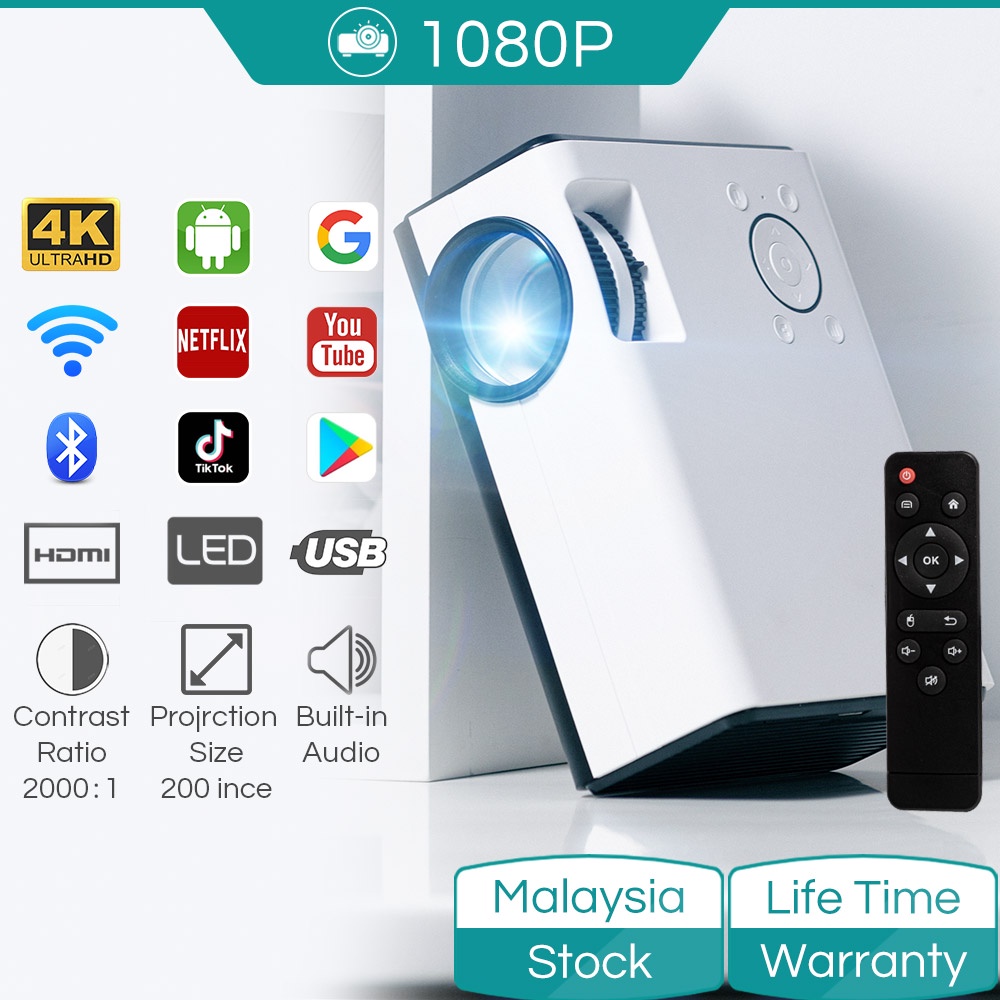 Ready Stock Malaysia 8000 Lumens 1080P Android Full HD WIFI LCD LED