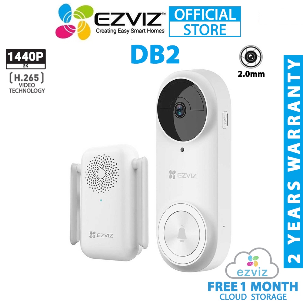 EZVIZ DB2 WireFree Video 5200mAh Rechargeable Battery Powered Doorbell