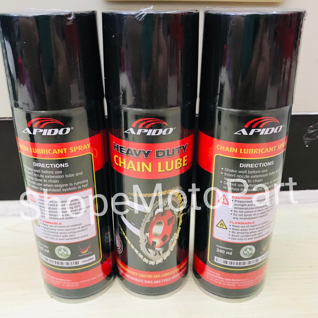 APIDO HEAVY DUTY CHAIN LUBE MINYAK RANTAI OIL 240ML HD LUBRICANT SPRAY
