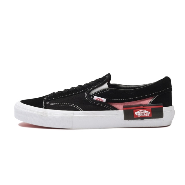 vans slip on cut and paste black