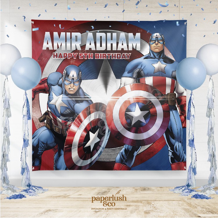 Birthday Banner | Birthday Backdrop | Hari Jadi - Captain America ...