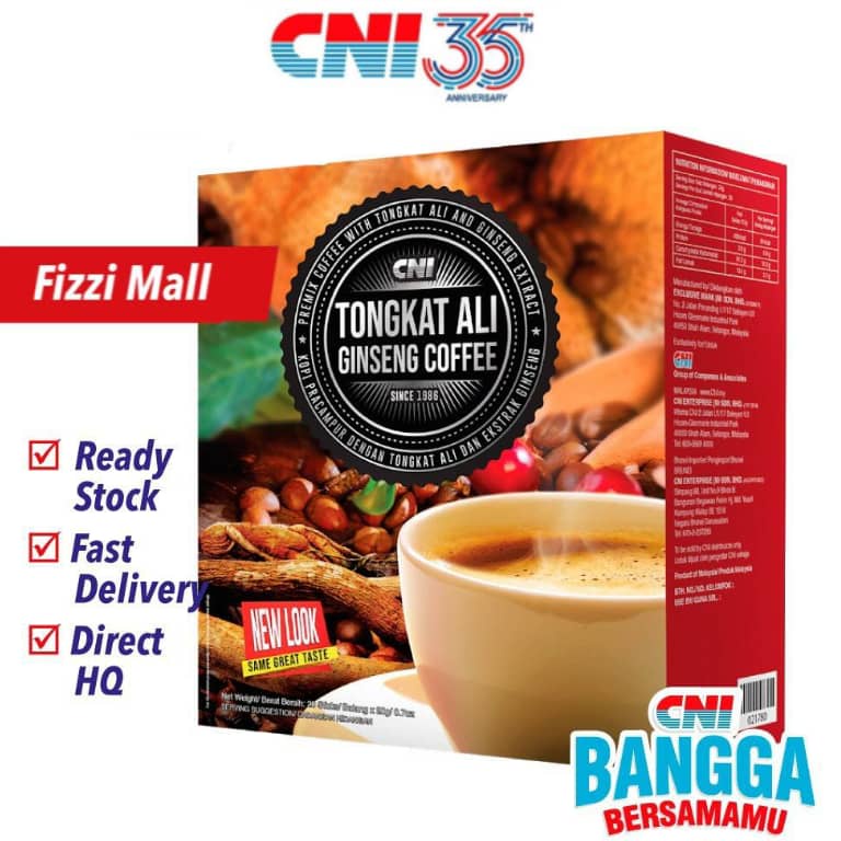 CNI Tongkat Ali Ginseng Coffee 15 sticks x 20g - Kopi Pra Campuran, Ekstrak Tongkat Ali & Ginseng