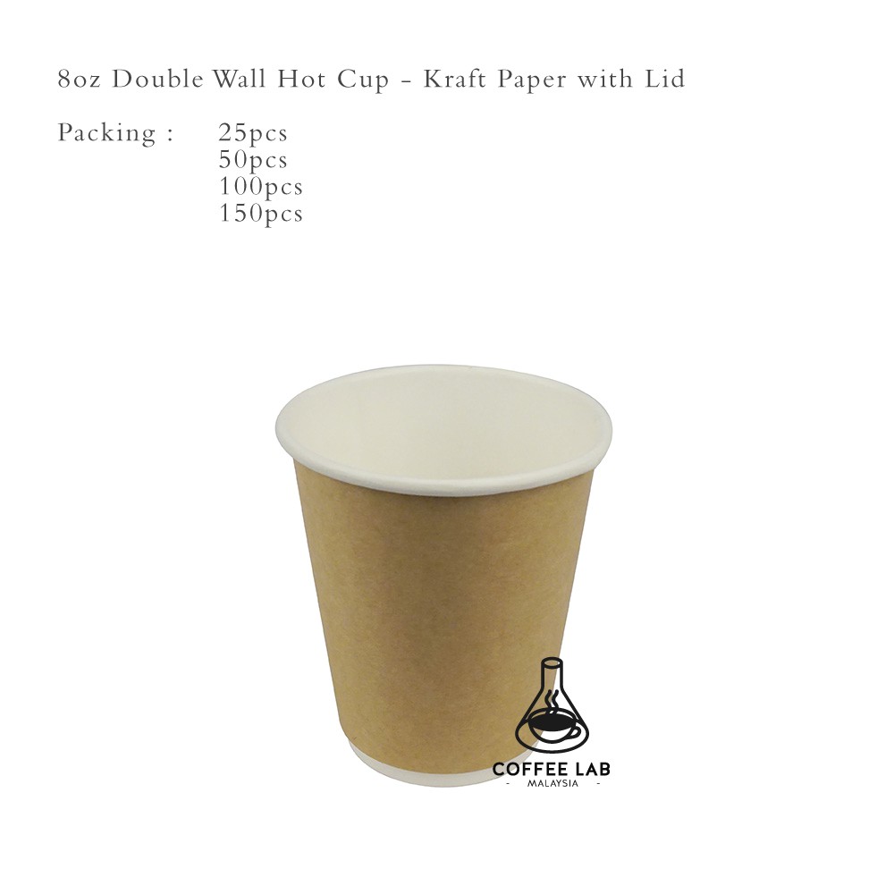 8oz Disposable Take Away Double Wall Kraft Paper Coffee Cup With Lid Shopee Malaysia 4726