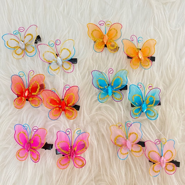 PAIR OF 2 IMPORTED BUTTERFLY HAIR CLIPS