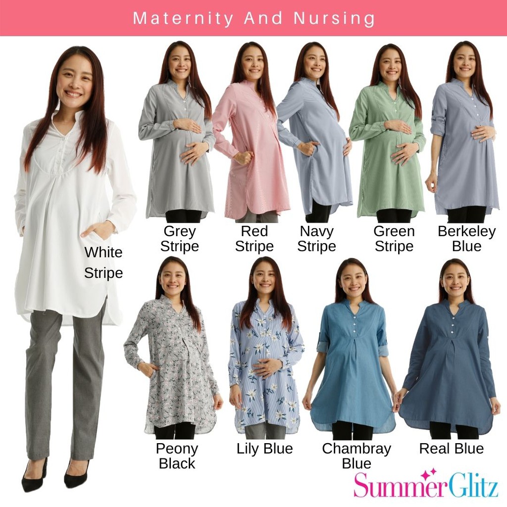 SummerGlitz Maternity Nursing Half Button Stripe Shirt SummerGlitz Maternity Nursing Half Button Stripe Shirt