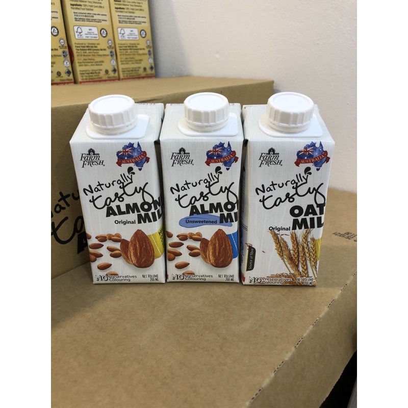 200ml Farm Fresh Almond Milk, Unsweetened Almond Milk，Oat Milk Shopee