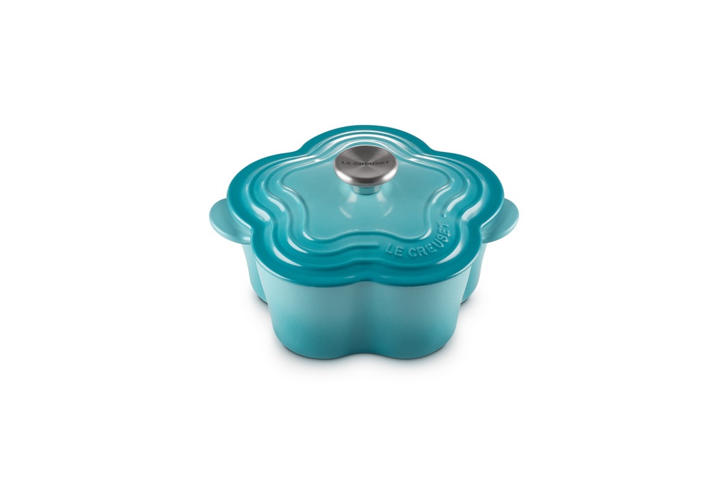 Le Creuset Flower Shaped Casserole 20cm Caribbean Blue Shopee Malaysia