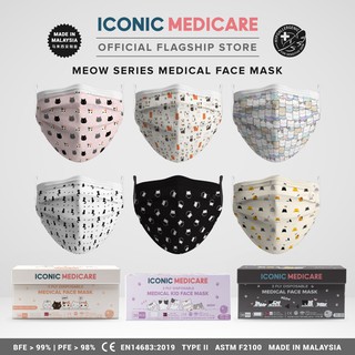 Image of Iconic Adult And Kid 3 Ply Medical Face Mask - Meow (30pcs)
