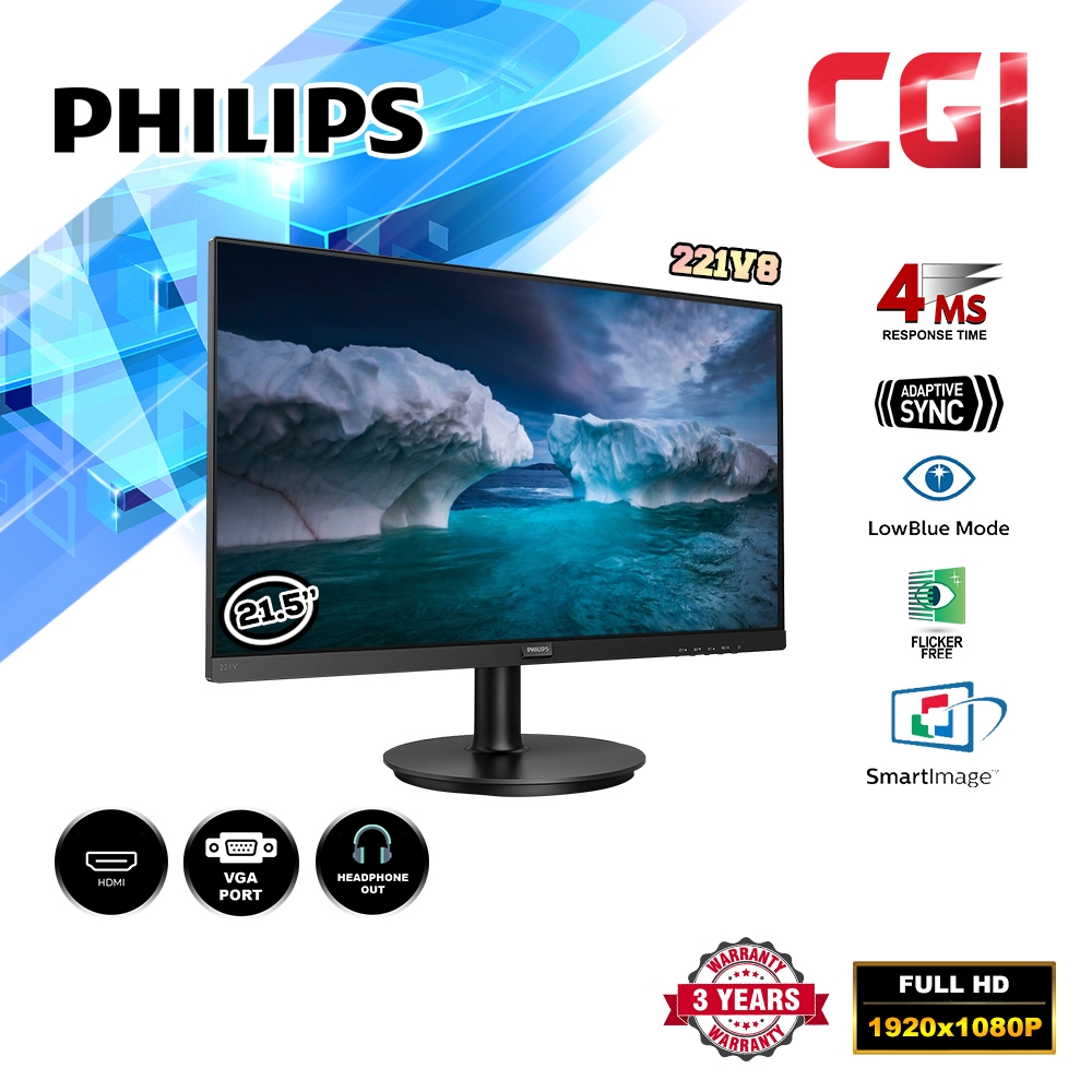 Philips 221V8 21.5" Full HD VA 75Hz Adaptive Sync LED Monitor | Shopee ...