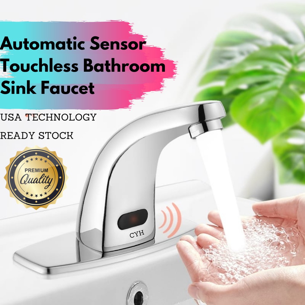 Automatic Sensor Touchless Bathroom Sink Faucet with Hole Cover Plate