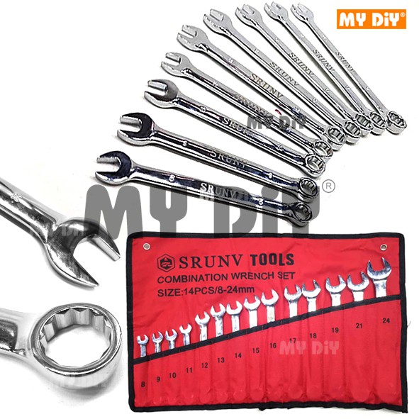 MYDIYHOMEDEPOT SRUNV 14PCS COMBINATION SPANNER WRENCH SET CRV 8MM