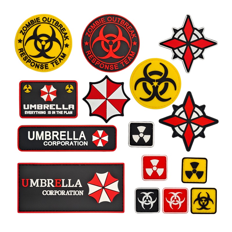 PVC Rubber Velcro 3D Biohazard Morale Patch Soft Rubber Logo UMBRELLA Zombie Outbreak Response Team Outdoor Backpack Accessories