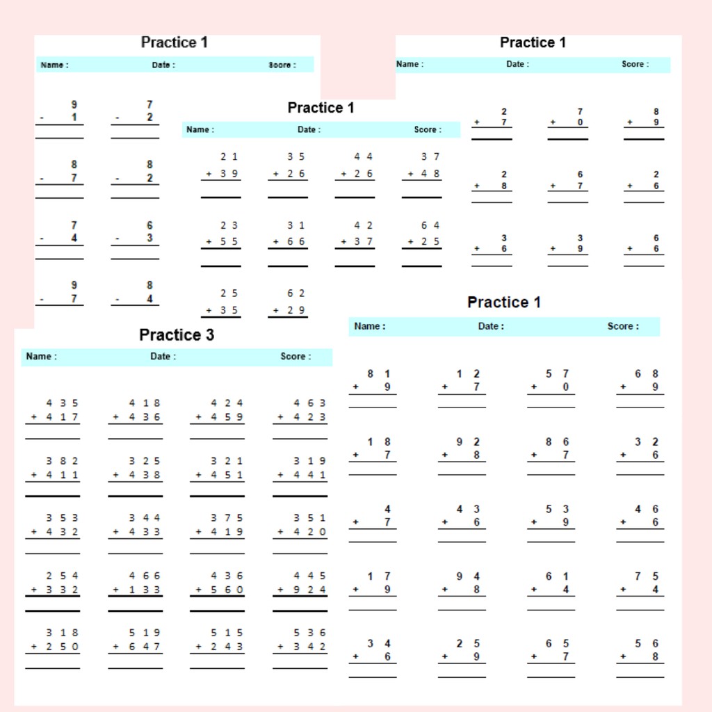 pdf printable math worksheet 2400 question preschool addition subtraction multiplication division shopee malaysia