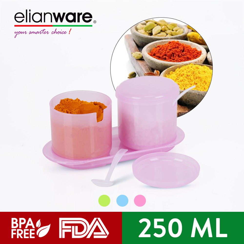 Elianware 2Pcs Condiment Dispenser Spices Container Set with Spoon