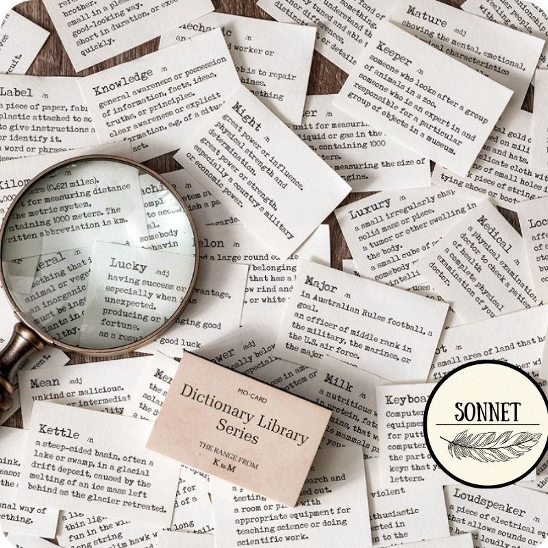 100 pcs Retro Dictionary Library Series Vocabulary Words Aesthetic Mini