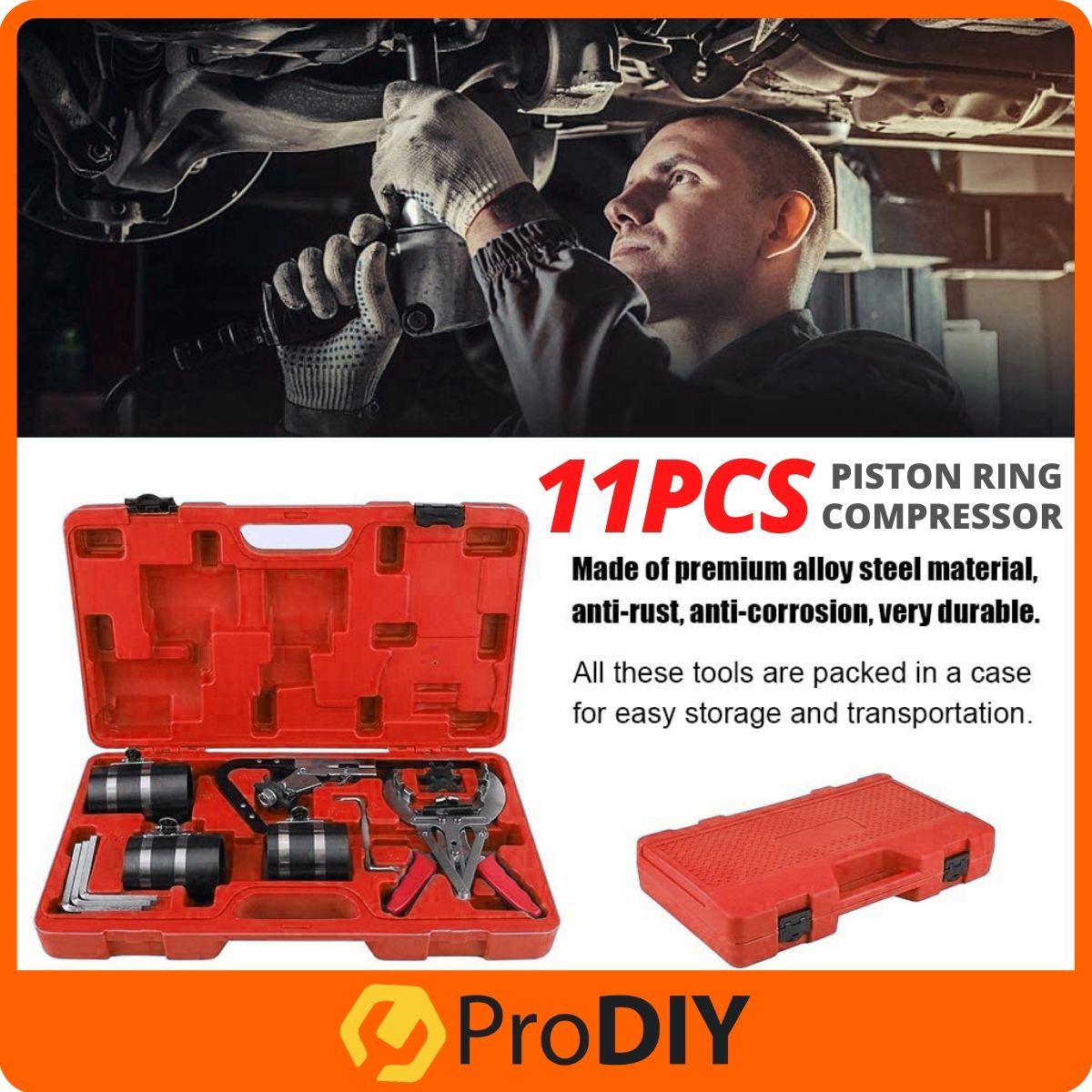 11PCS Piston Ring Compressor Tool Kit Service Tool Set Engine Ratchet Cleaning Expander Compressor Auto Repair Tools