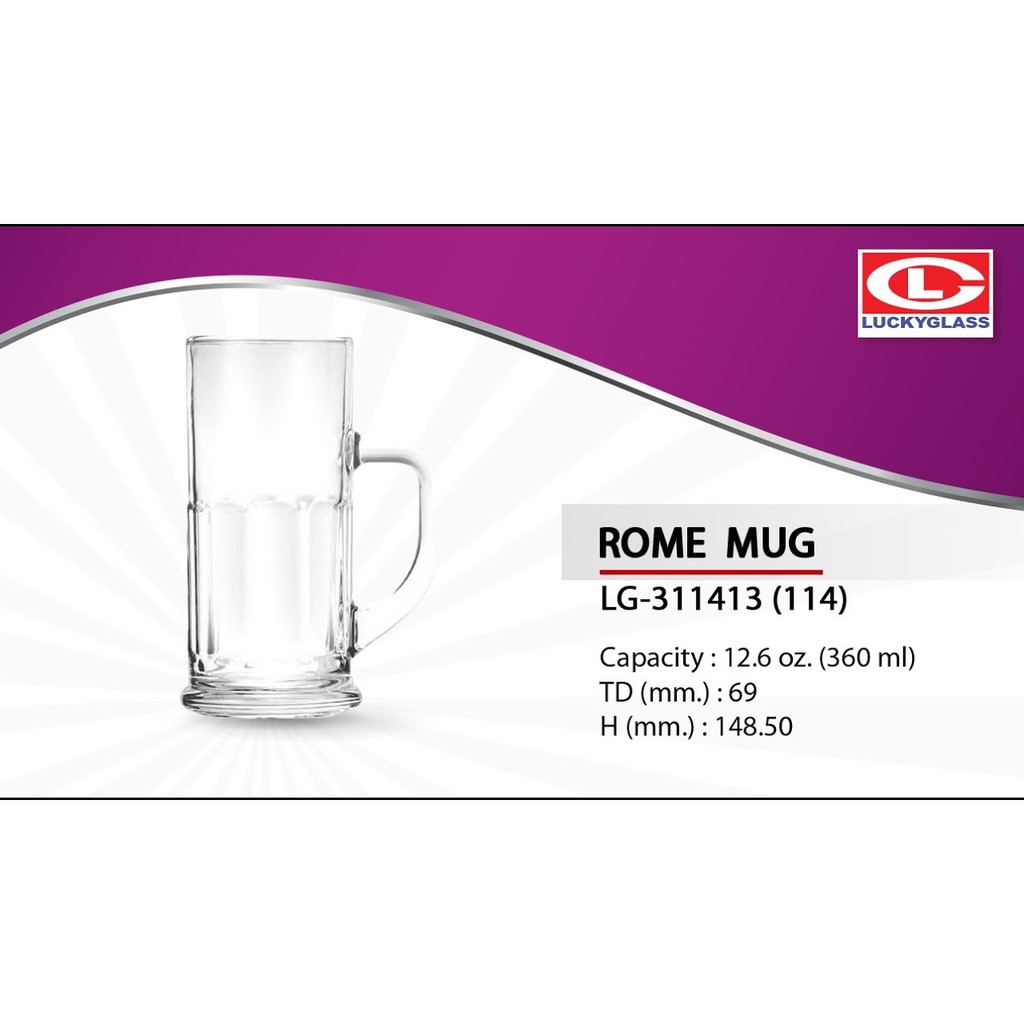 Thailand Lucky Rome Mug Glass City Mug Tropical Mug LG114 Drinkware Glass 玻璃 杯 Tumbler kaca Cawan Kaca 玻璃 耳杯