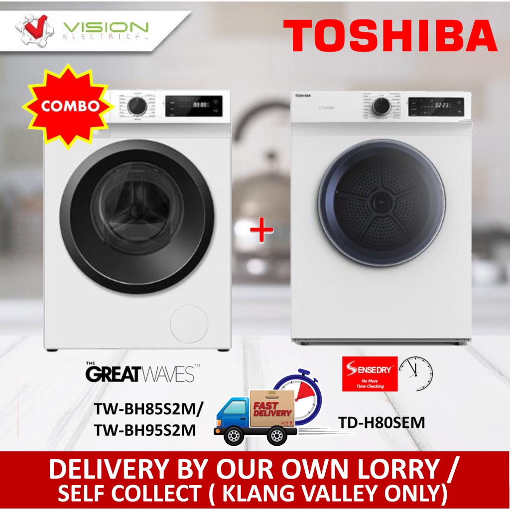 7.5kg Front Load Washer TWBH85S2M + Toshiba 7.0kg Dryer