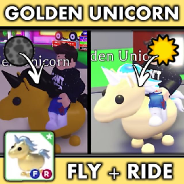 Adopt Me Legendary Golden Unicorn Fly Ride Fr Shopee Malaysia - roblox adopt me golden unicorn