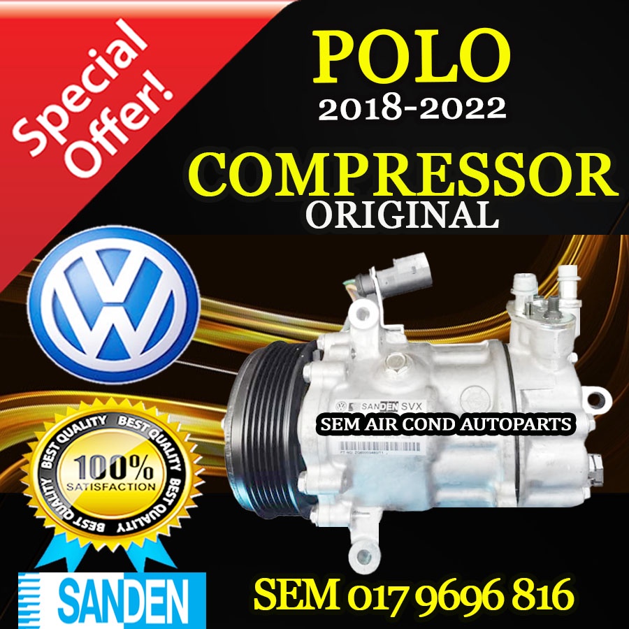 VOLKSWAGEN POLO 2018-2022 YEAR 6V12 6PK ORIGINAL SANDEN SD COMPRESSOR ...