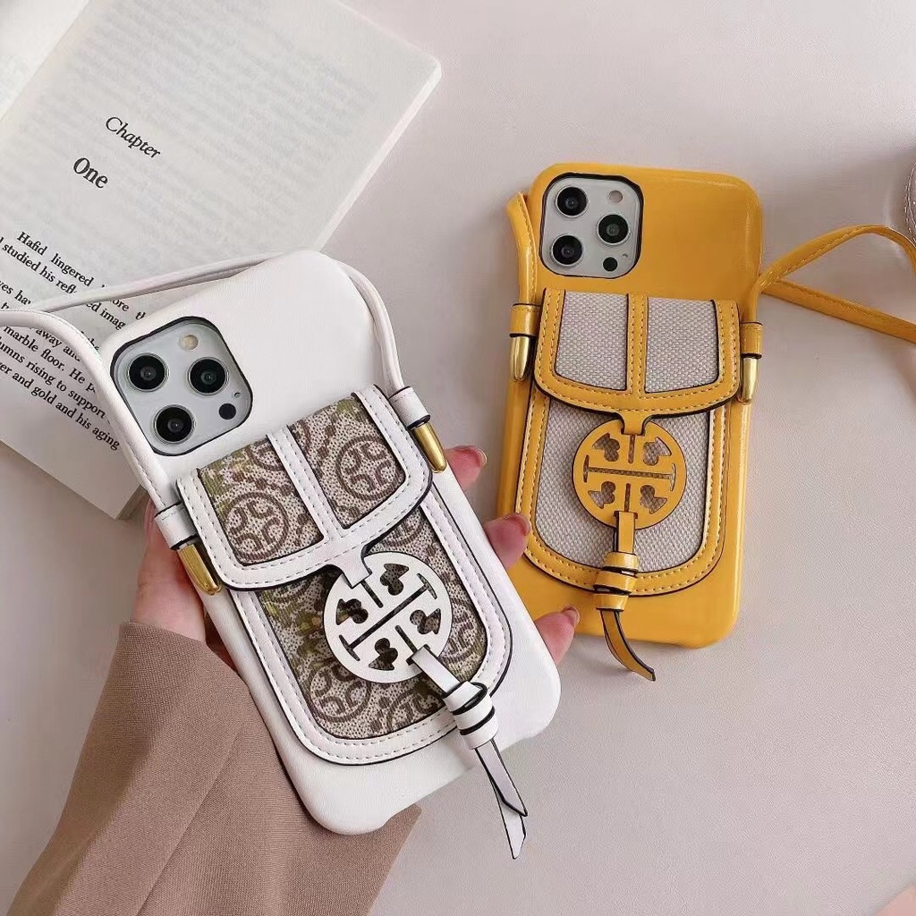 Brand Tory Burch leather explosion-proof and drop-proof card case with  leather lanyard catwalk style iPhone case Suitable for .  12proMax.  | Shopee Malaysia